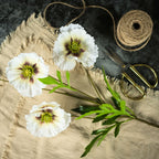 27" White Poppy Spray - Faux Flower