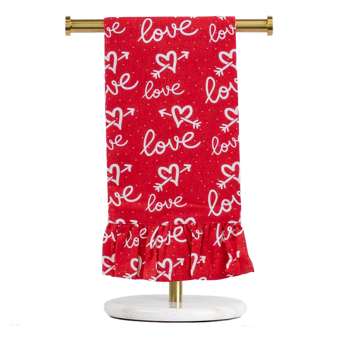 28" Cupid Love Ruffle Hand Towel – Red & White Pink
