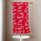 28" Cupid Love Ruffle Hand Towel – Red & White Pink