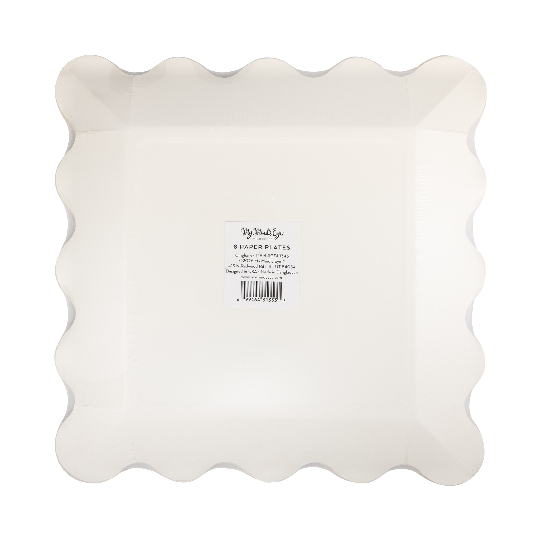 Rust Gingham Scalloped Sq. Paper Plates