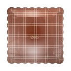 Deep Brown Windowpane Paper Plates