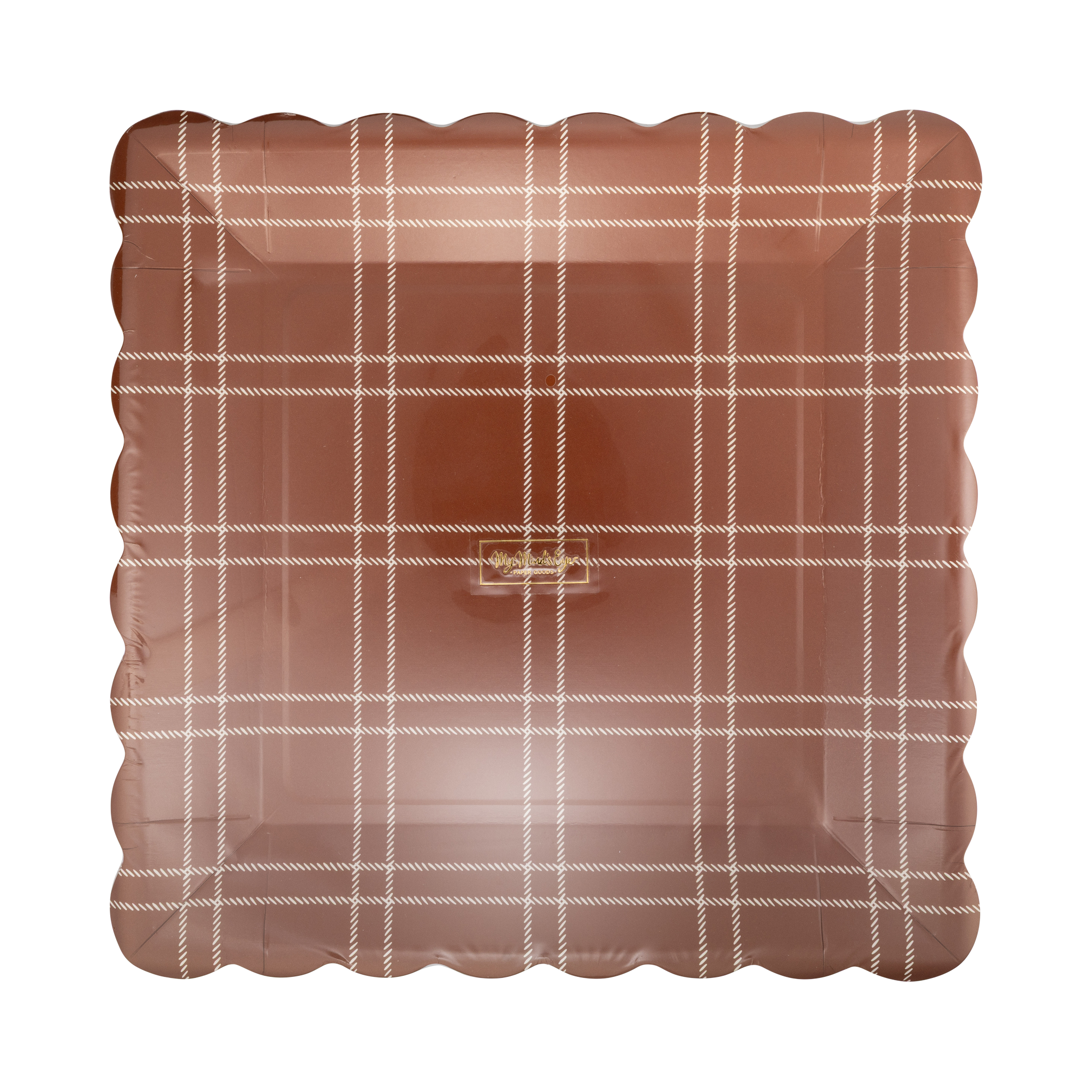 Deep Brown Windowpane Paper Plates