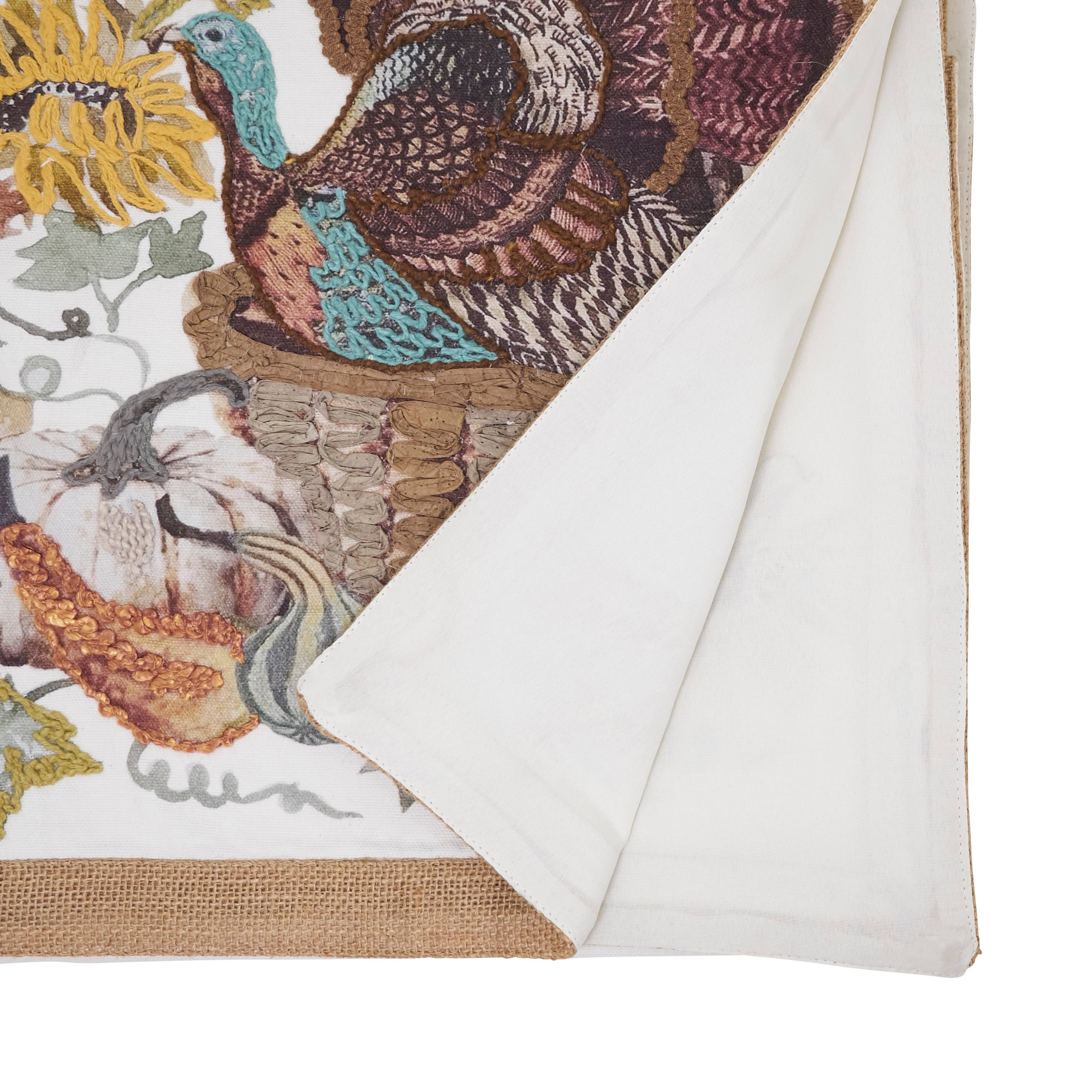 Embroidered Turkey Table Runner