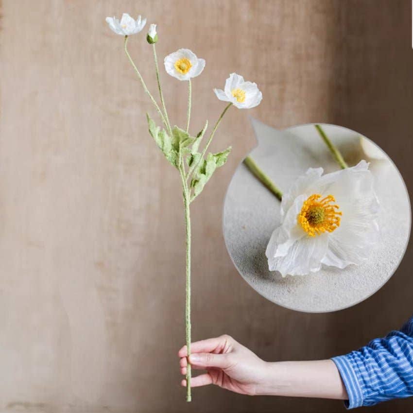 Silk Common Poppy Stem 22"