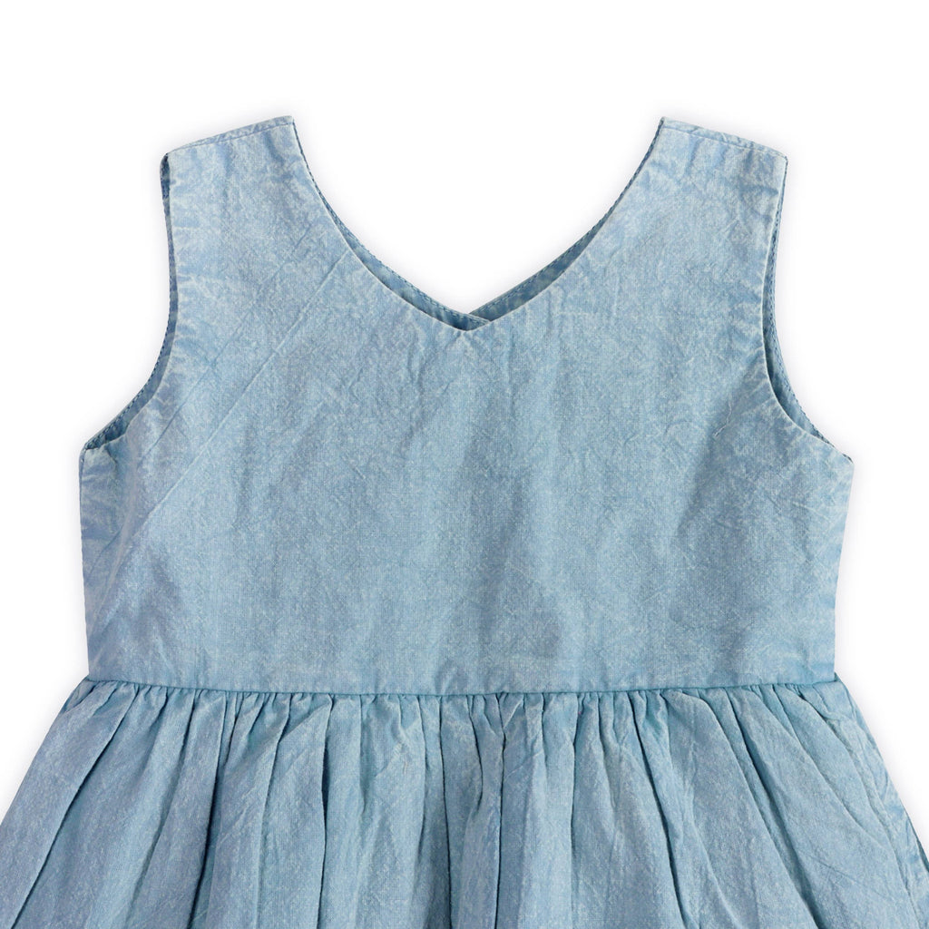 River Soft Hand-Dyed Denim Baby Dress + Bloomer