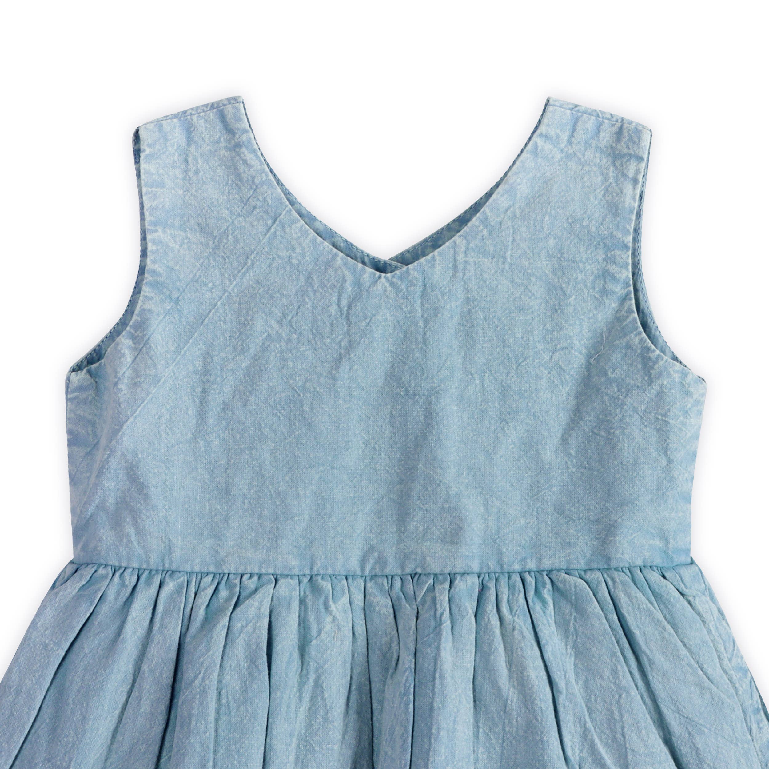 River Soft Hand-Dyed Denim Baby Dress + Bloomer