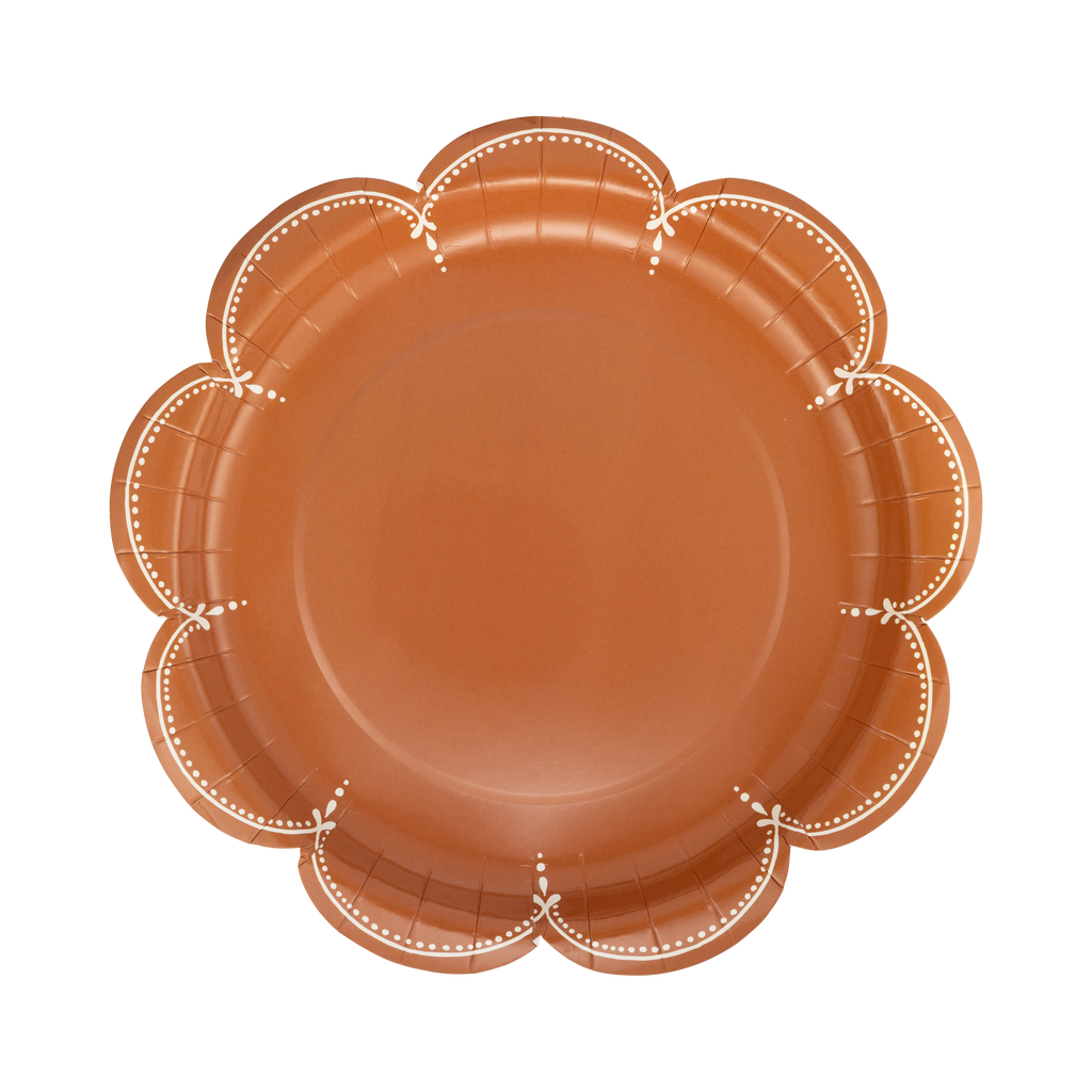 Scalloped Rust Paper Plates