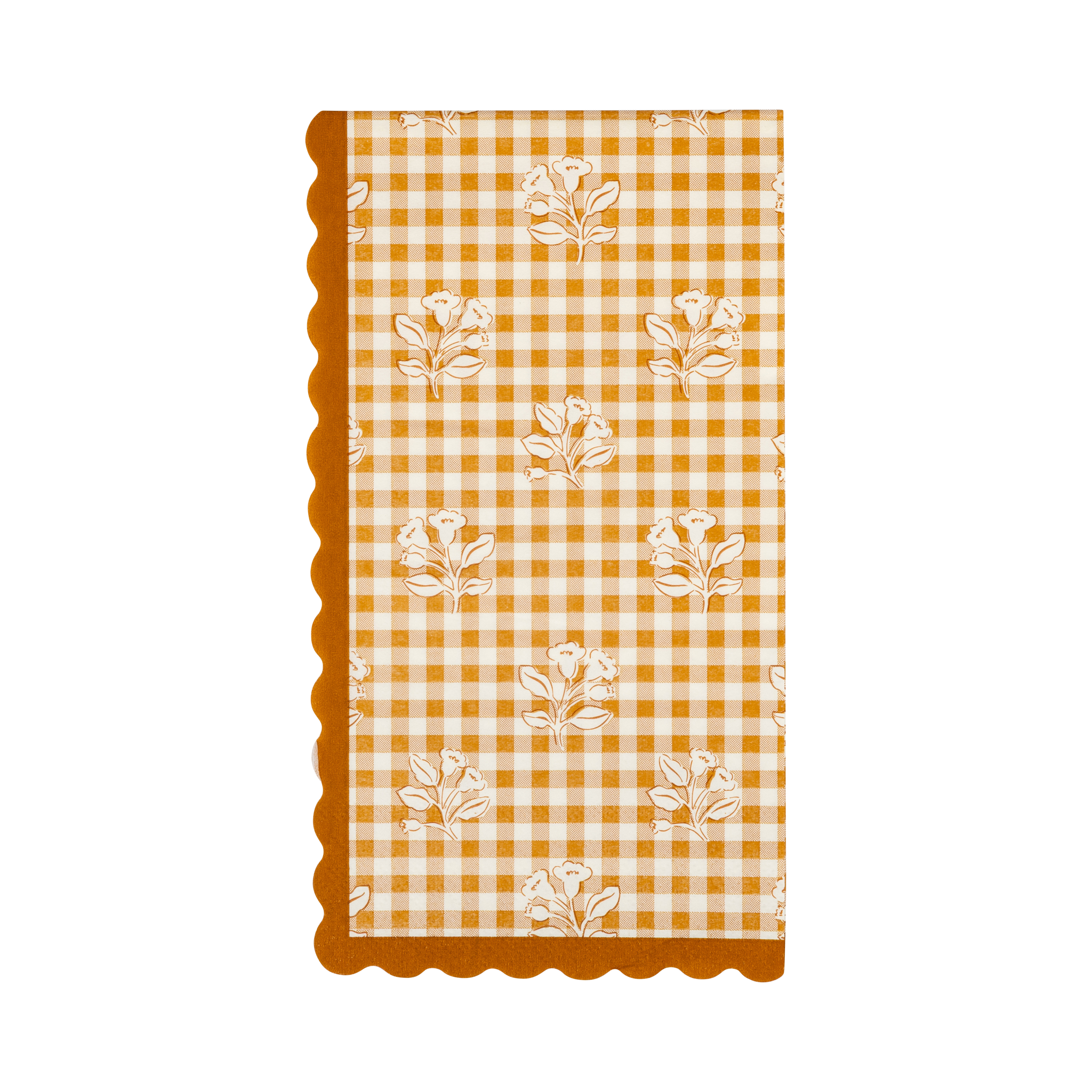 HRV1339 - Rust Gingham Block Print Dinner Paper Napkins