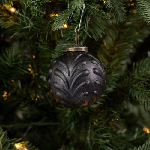 Matte Black Filigree Kugel Ornament