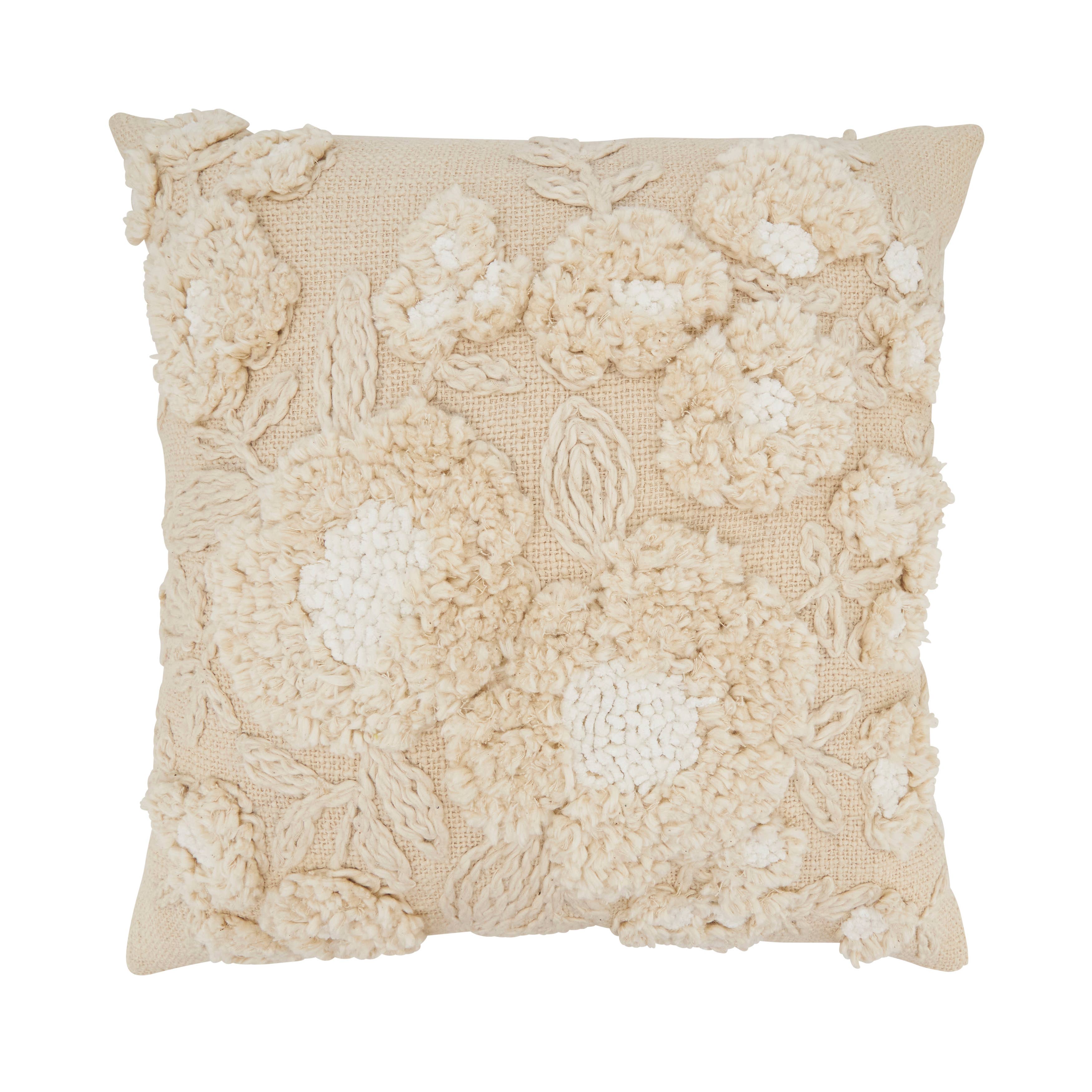 Delicate-Embroidered Floral Pillow