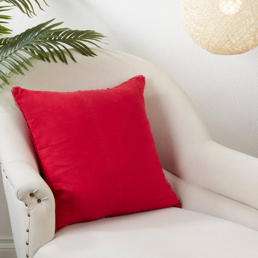 Pompom Design Pillow - Down Filled