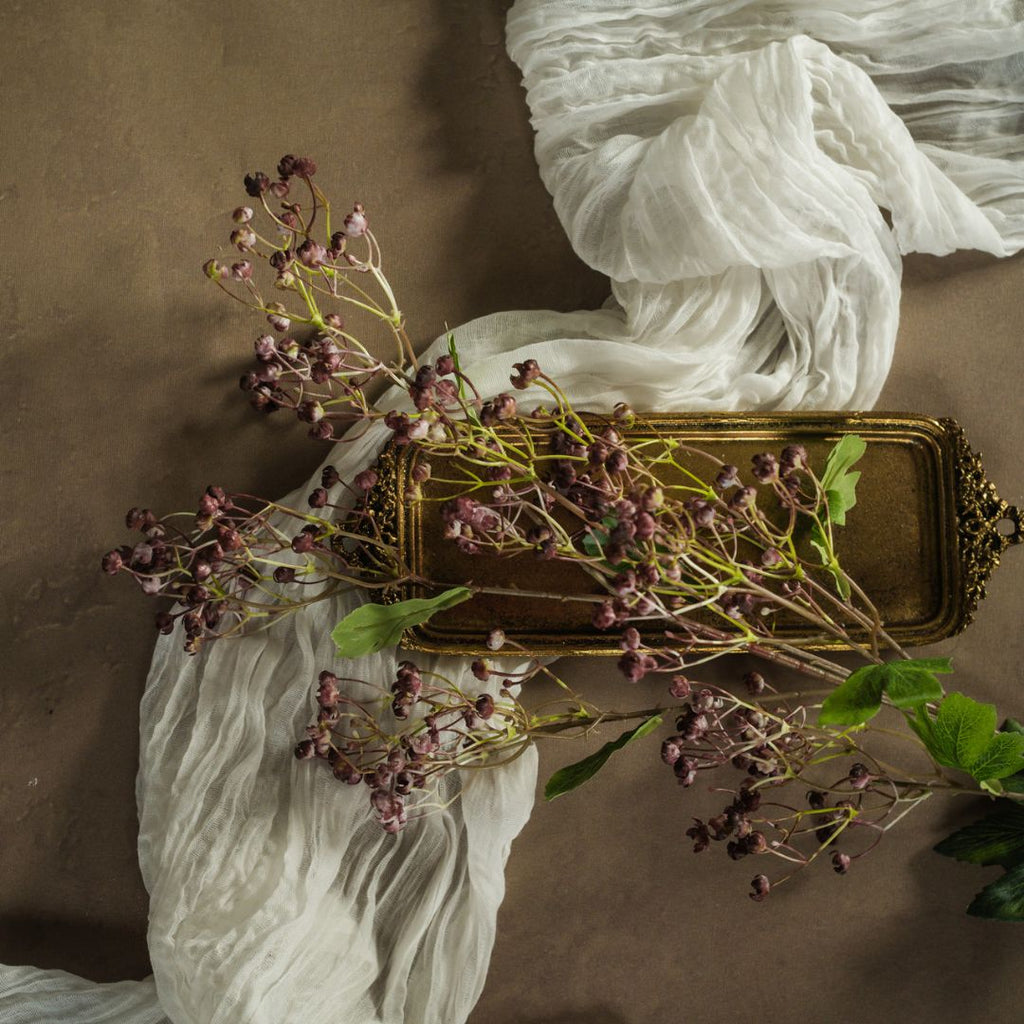 34" Wine Winter Daphne Spray Floral Decor