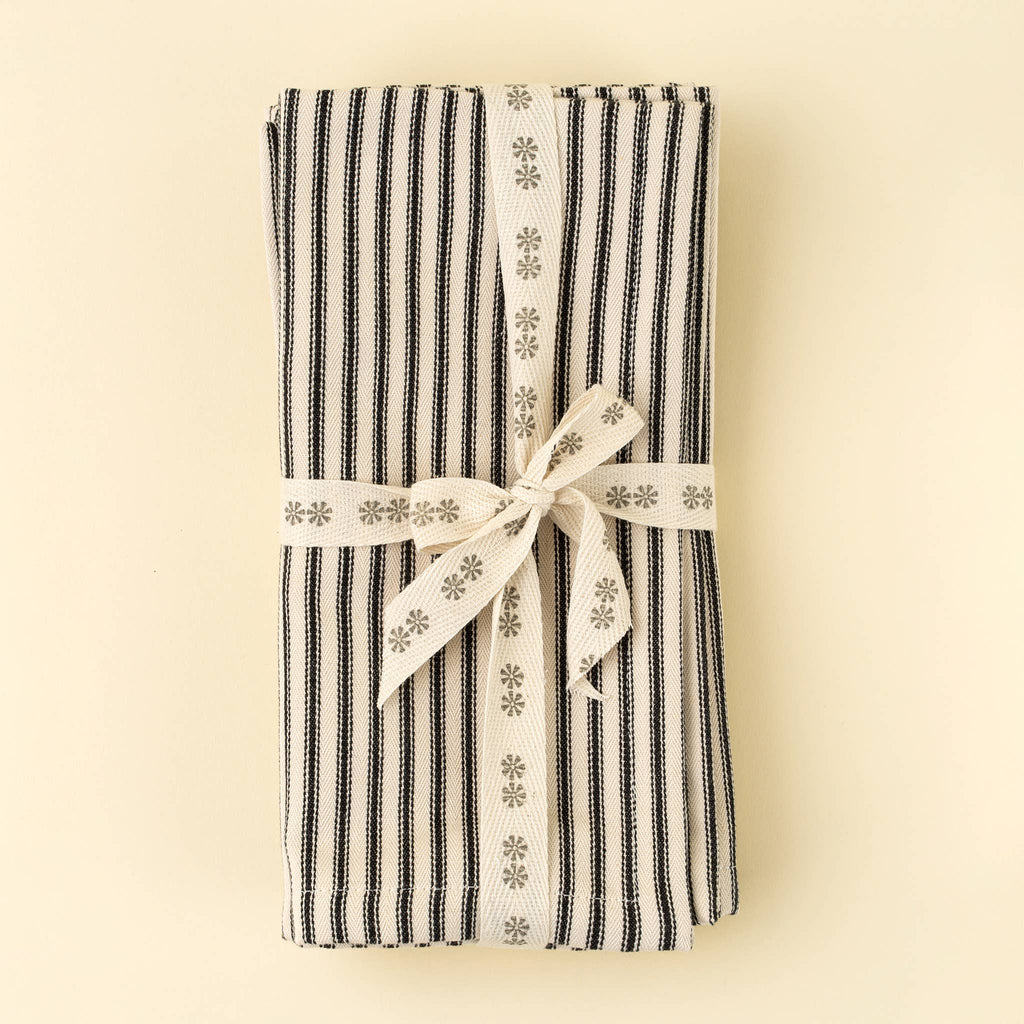 Black Ticking Napkins S/4