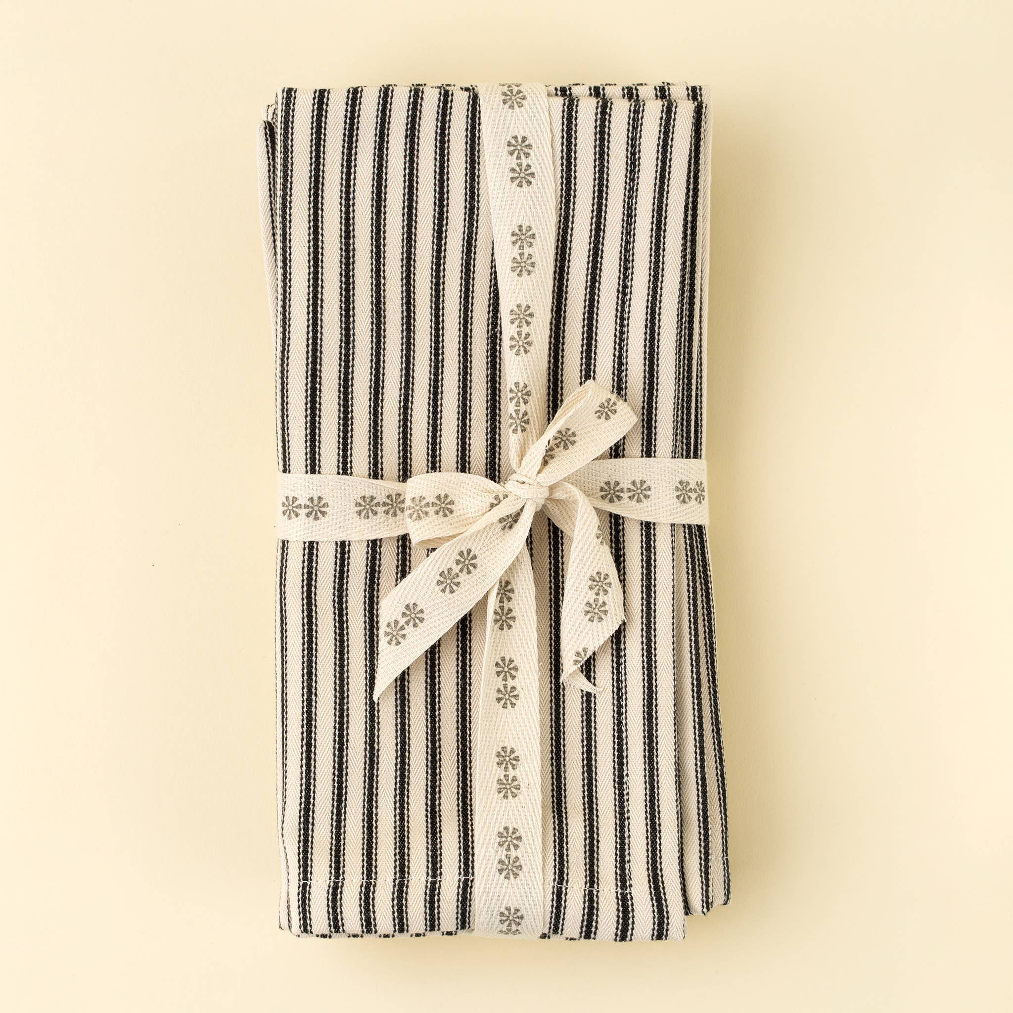 Black Ticking Napkins S/4