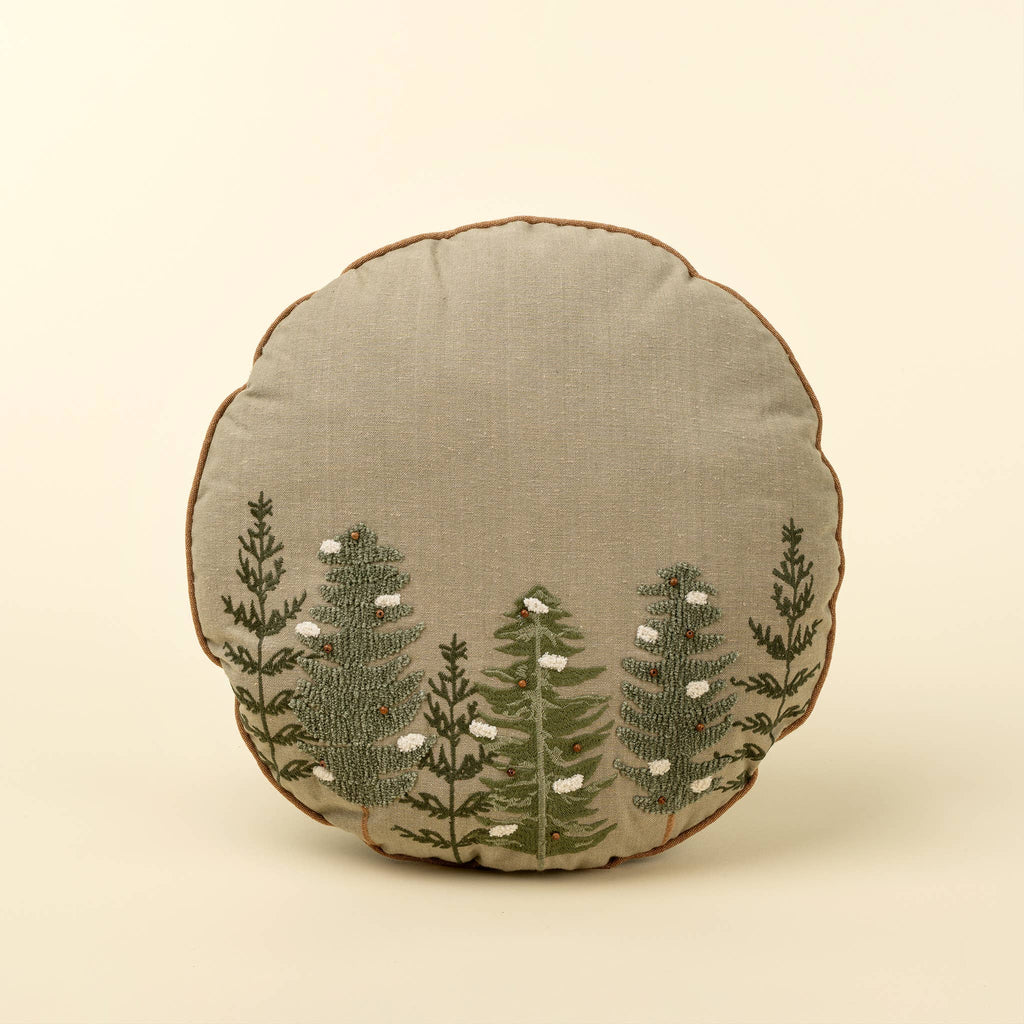 Alpine Trees Round Pillow