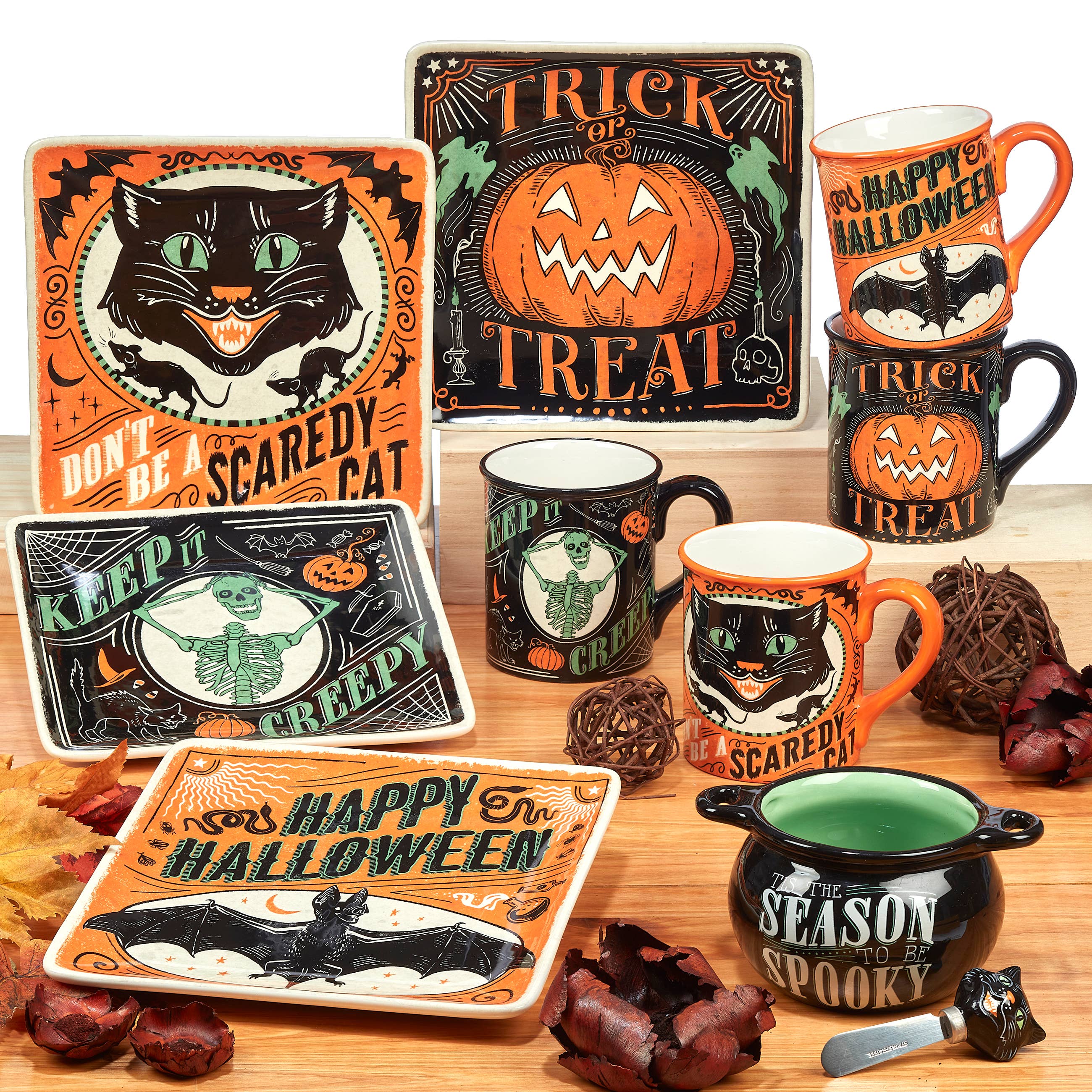 Scaredy Cat Halloween Dessert Plate 8.5" asst.
