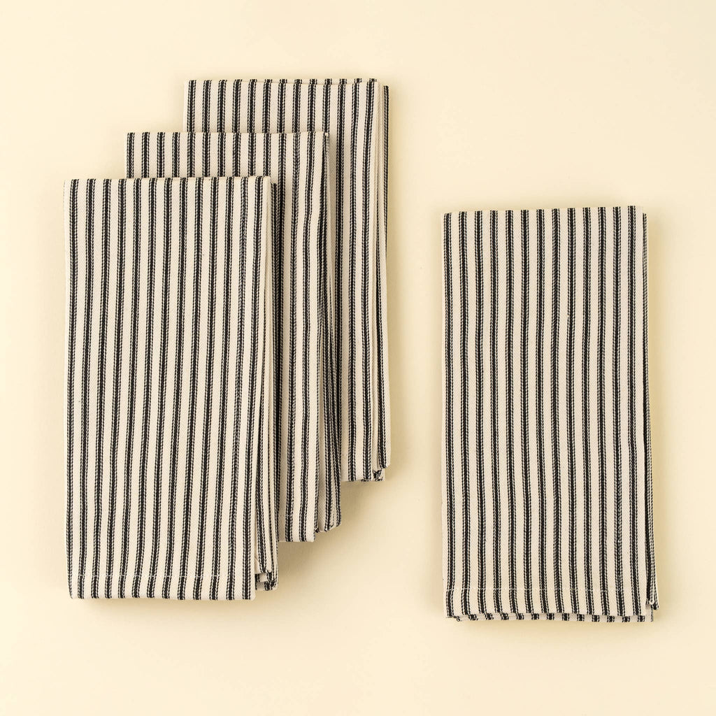 Black Ticking Napkins S/4