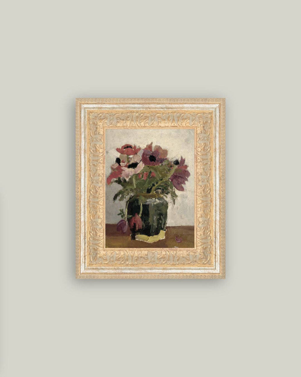 Mauve Floral Framed Antique Art