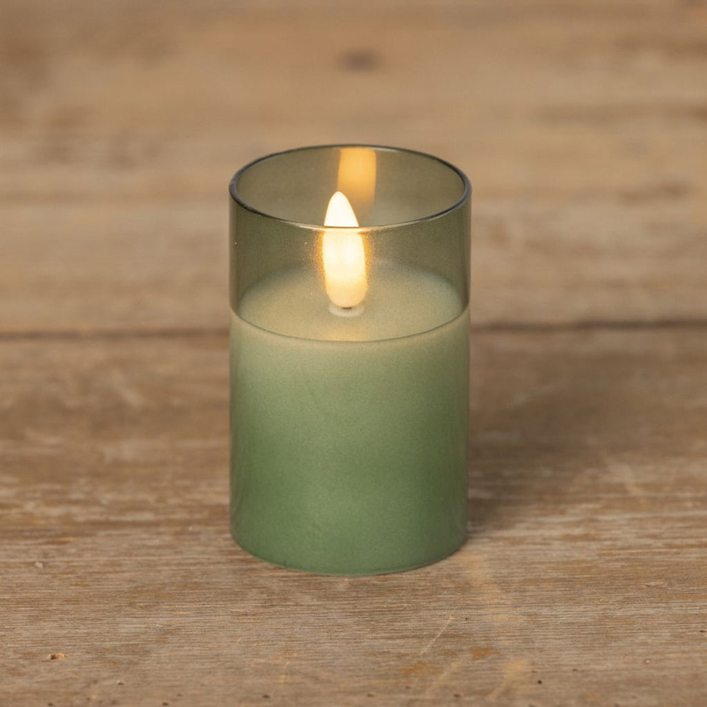 3" Green Glass 3D Flameless Candle Decor