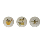 3" Stoneware Dish with Bees & Honey Design - Assorted