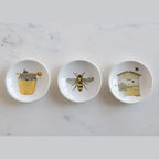 3" Stoneware Dish with Bees & Honey Design - Assorted