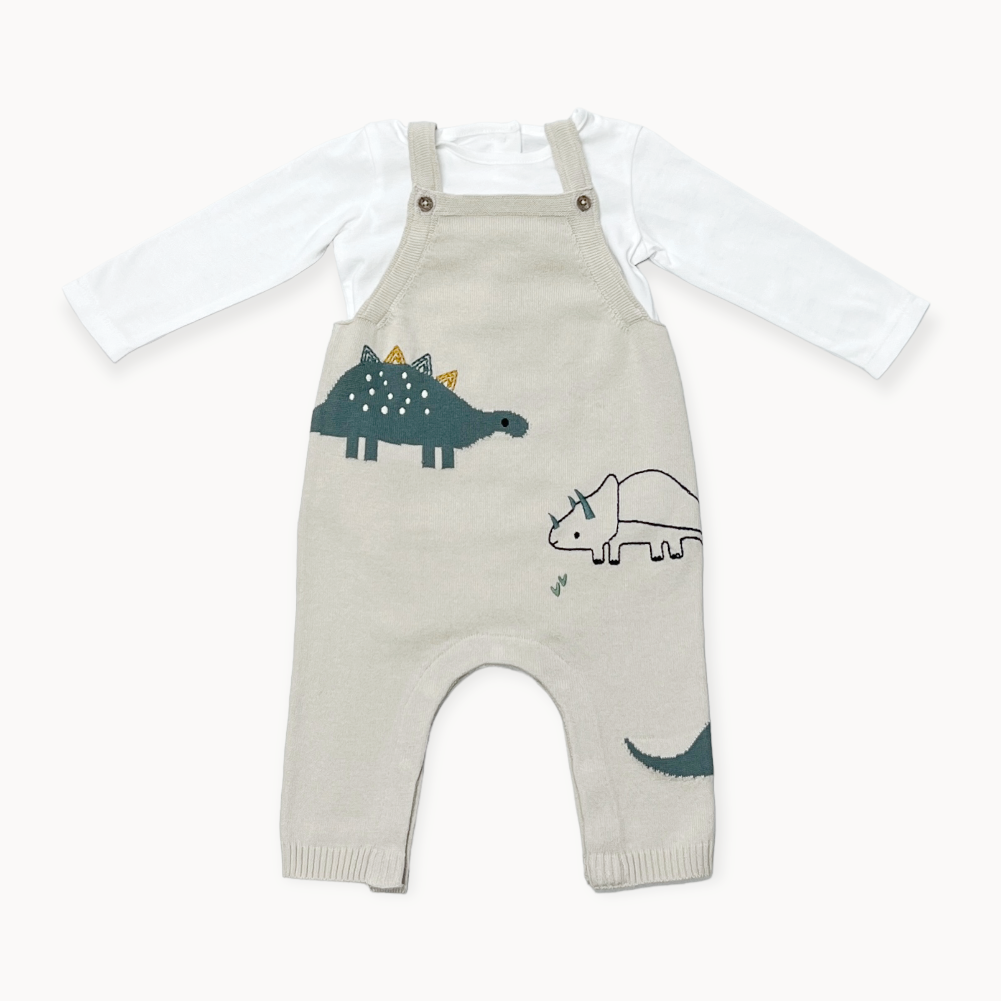 Dino Jacquard Sweater Knit Baby Overall