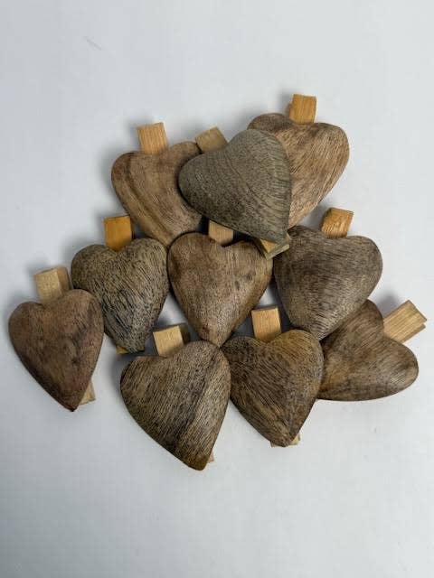 Wooden Heart Clips