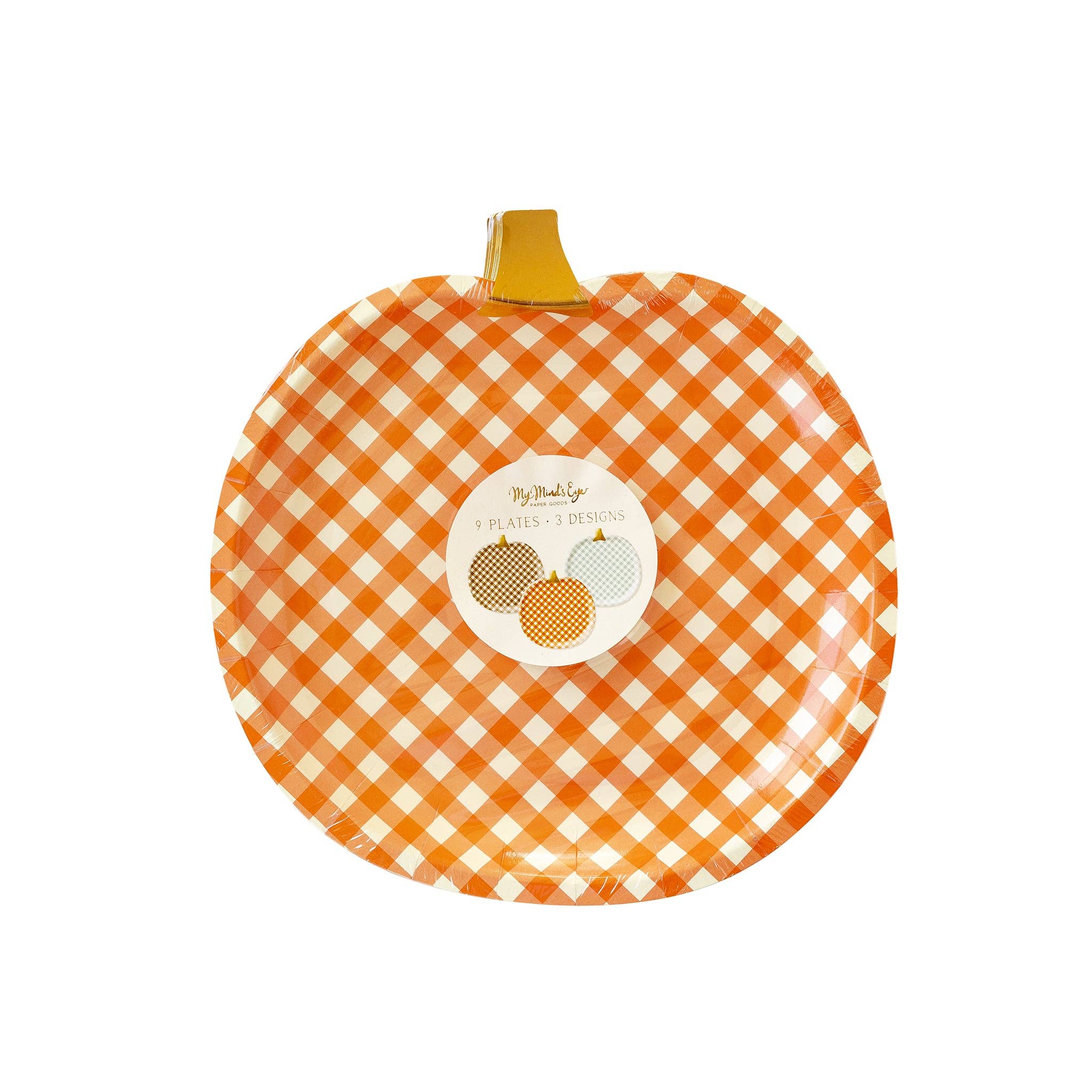 Harvest Gingham Pumpkin Paper Plate Set
