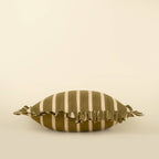 20x20 Block Print Stripe Ruffle Pillow, Olive