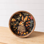 Floral Rabbit Round Enamel Tray