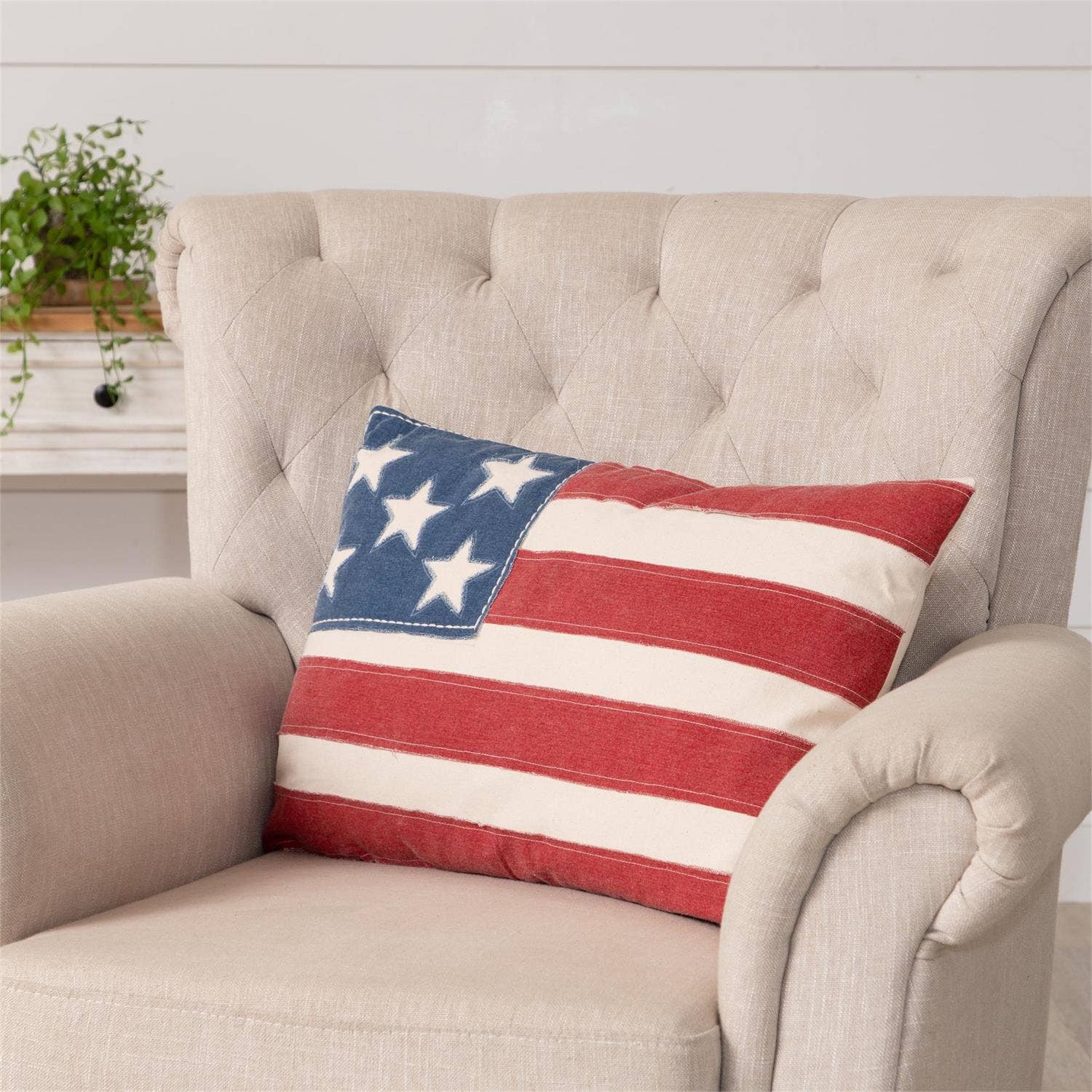 Patchy American Flag Pillow