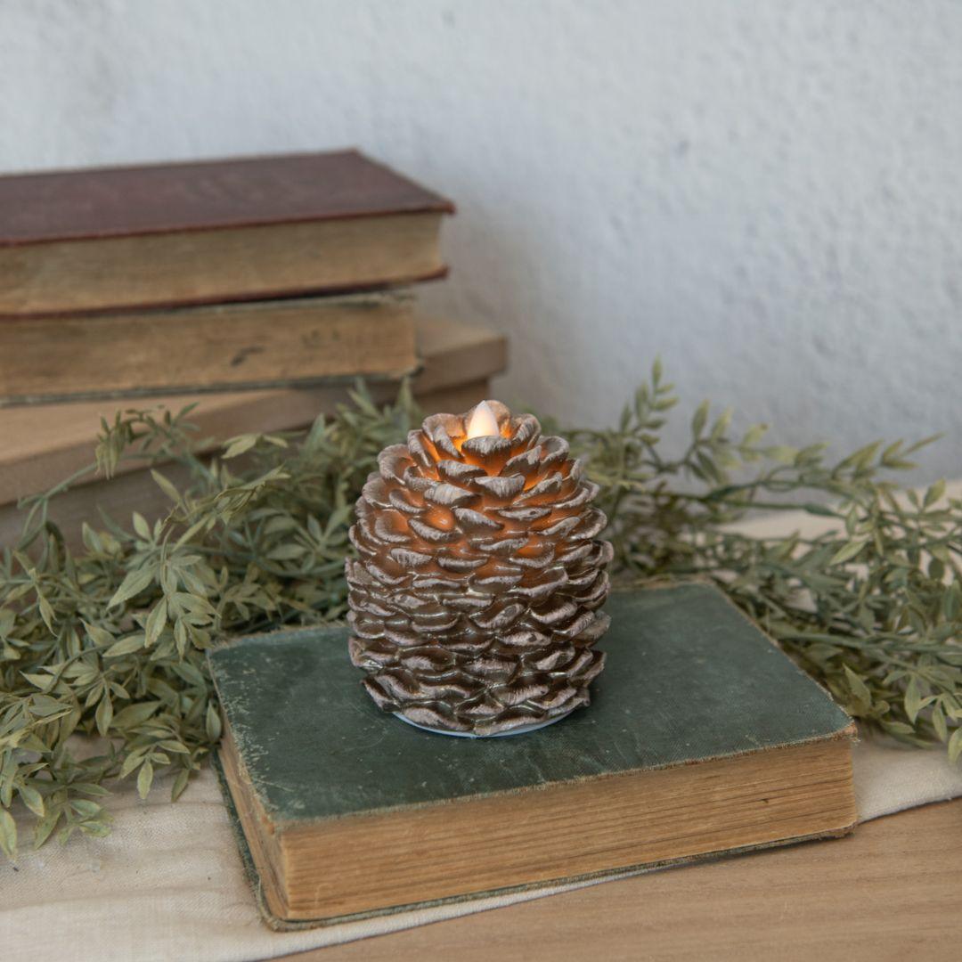 4.25" Moving Flame Pinecone Candle