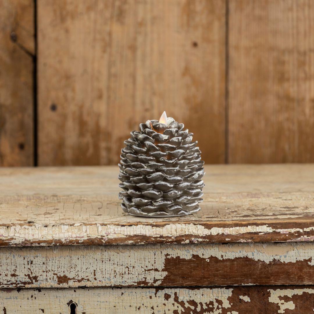 4.25" Moving Flame Pinecone Candle
