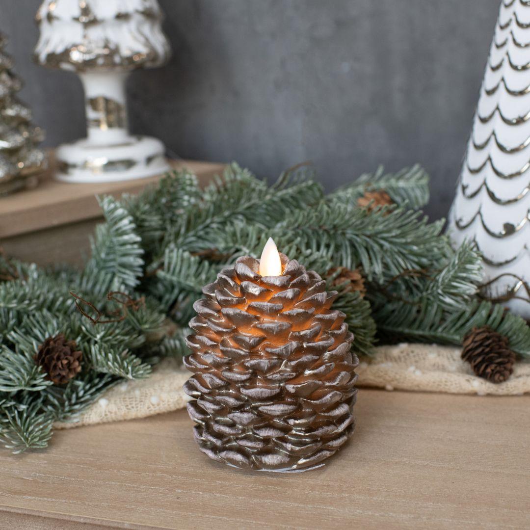 4.25" Moving Flame Pinecone Candle