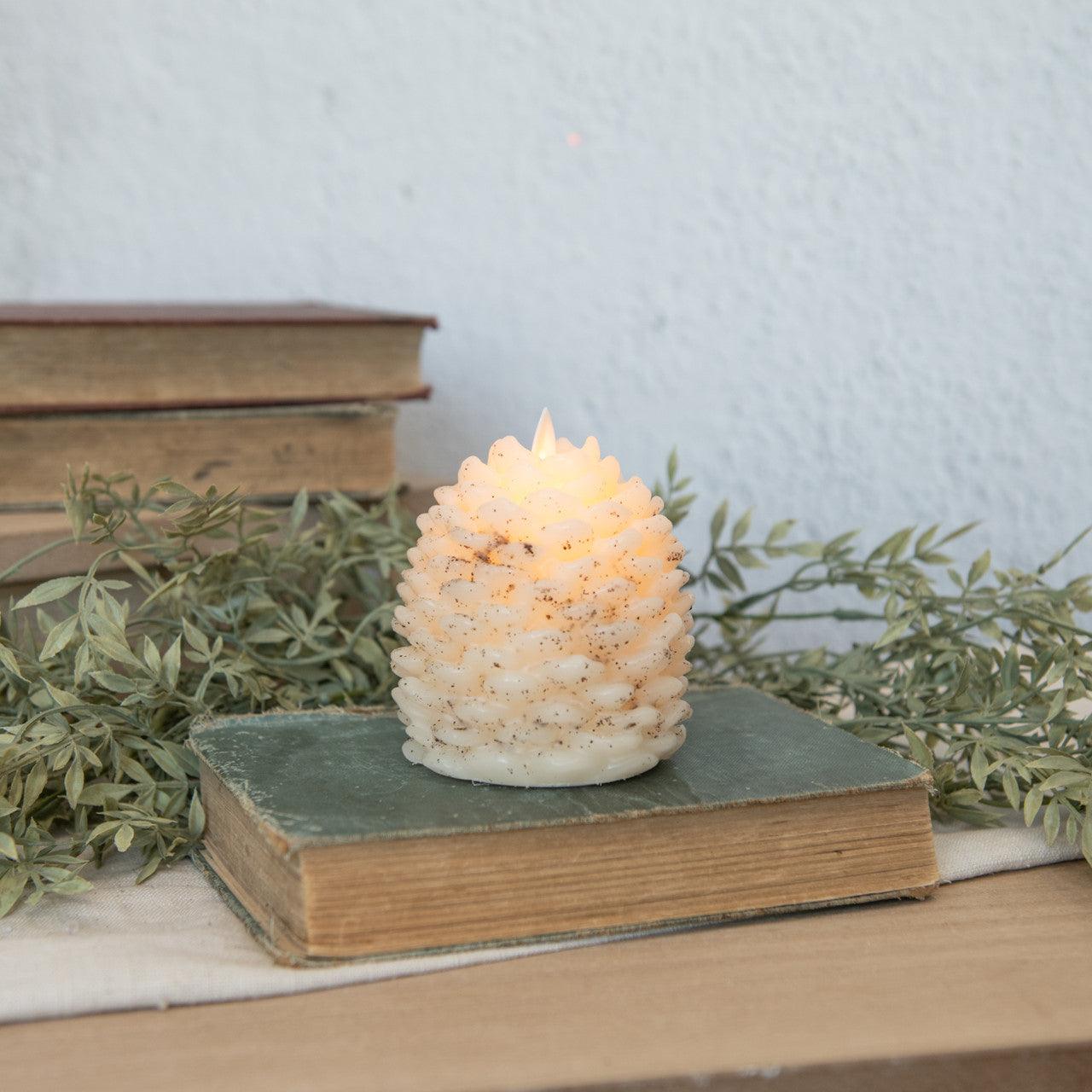 4.25" White Pinecone Candle