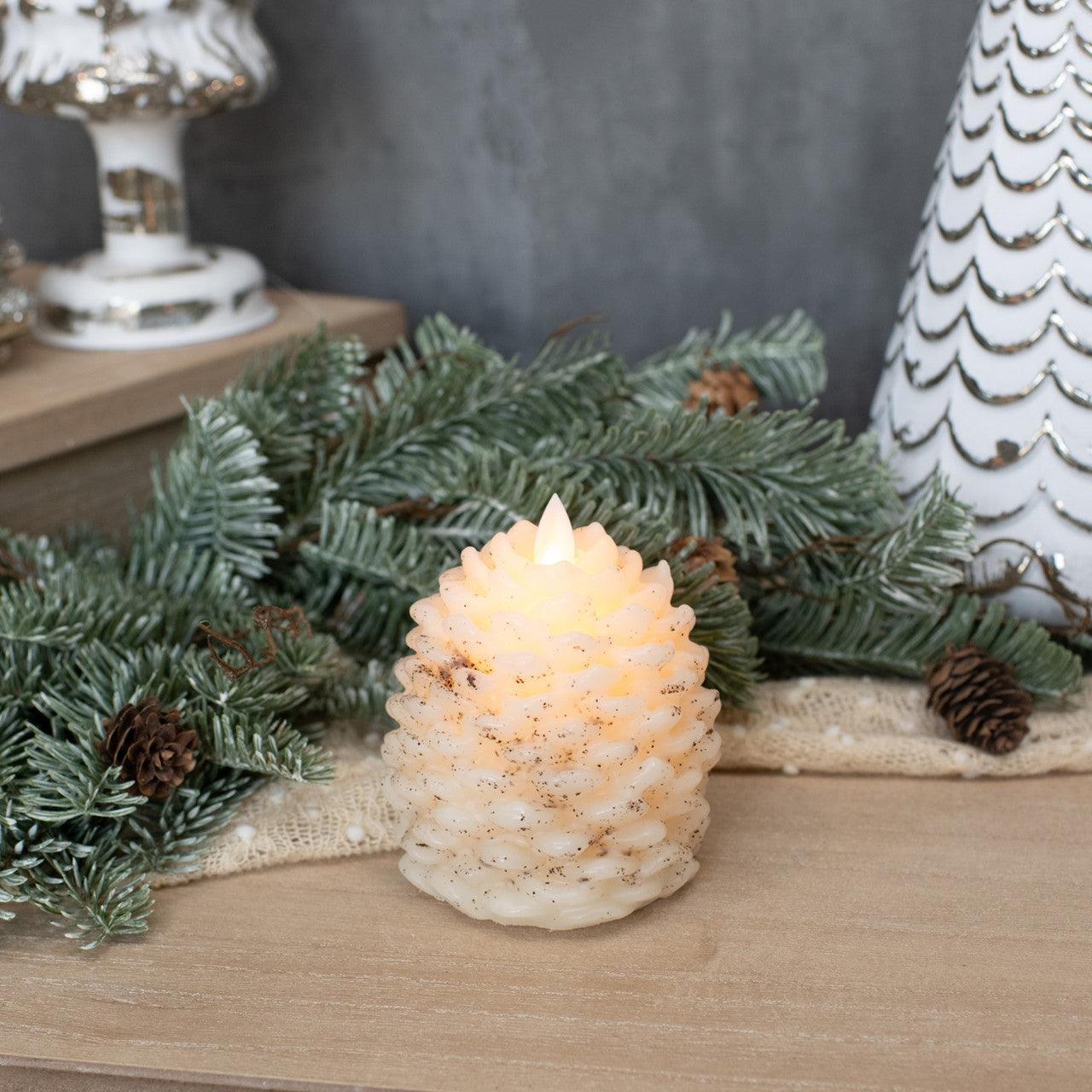 4.25" White Pinecone Candle