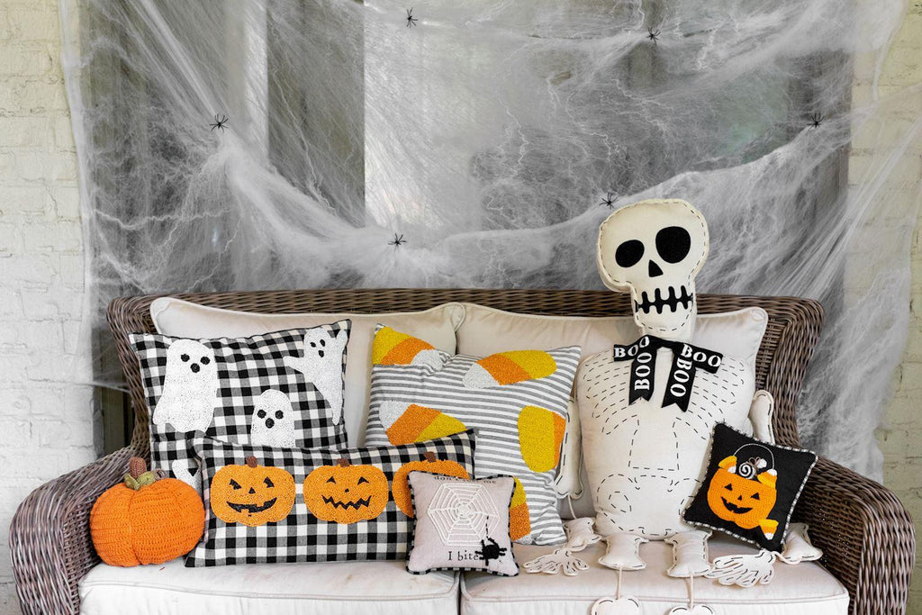 Candy Corn Beaded Halloween Pillow