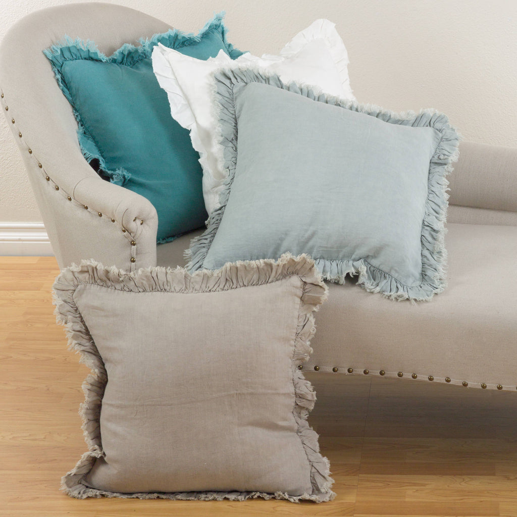 Ruffled Design Pillow - Down Filled