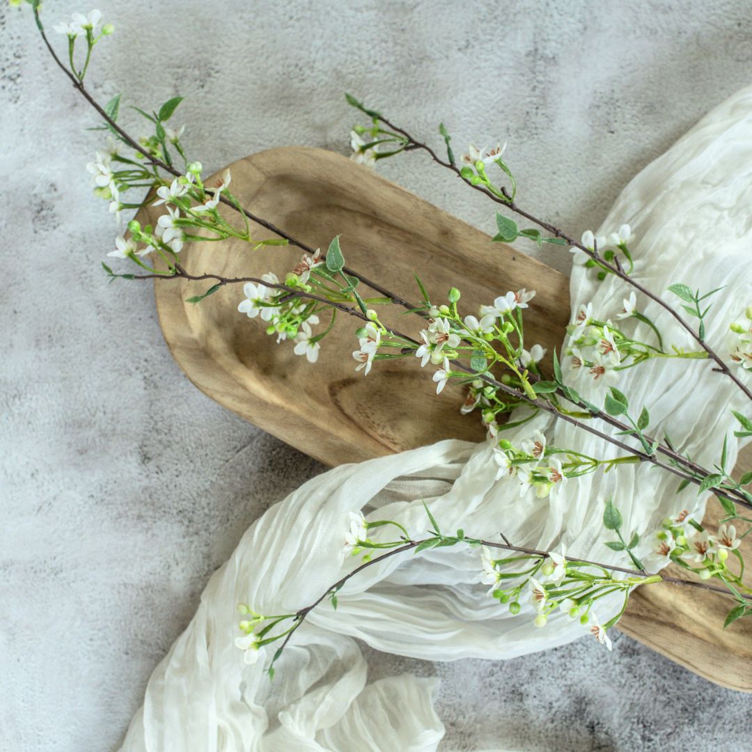 40" White Blossom Faux Flower Spray Decor