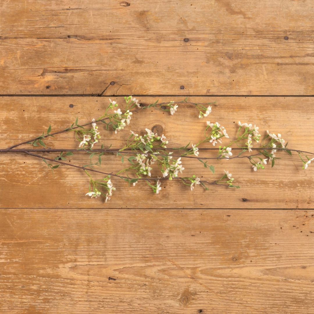 40" White Blossom Faux Flower Spray Decor