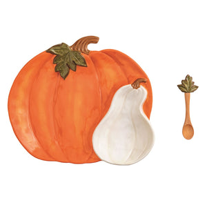 Stoneware Pumpkin Chip & Dip Set