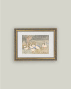 Geese Pond Framed Antique Art