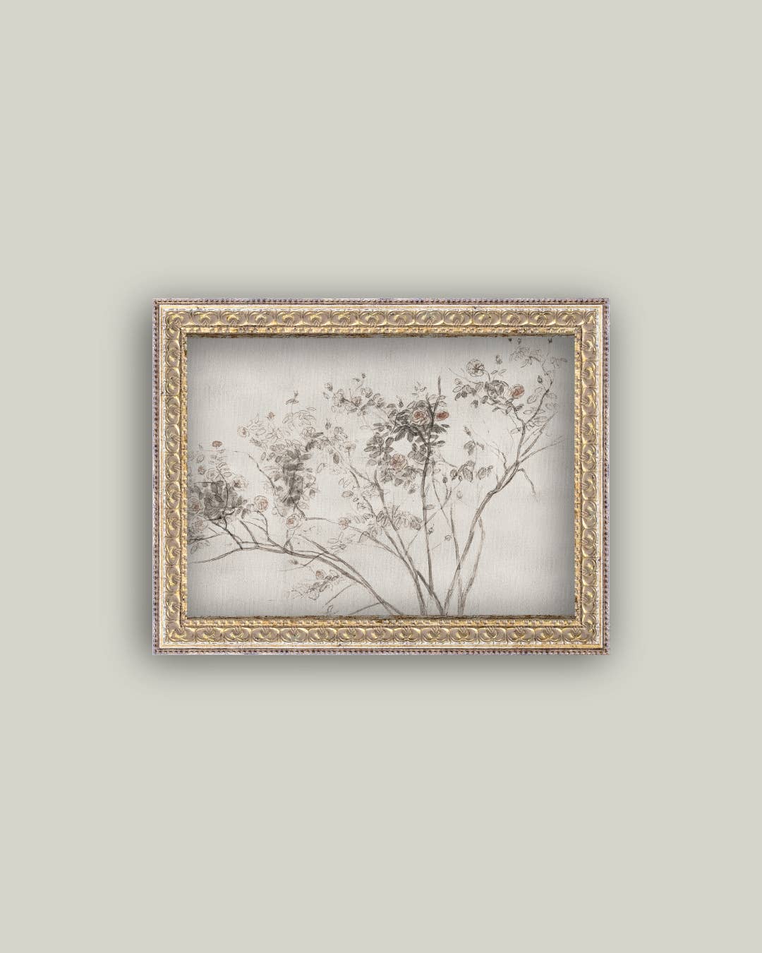 Rose Bush Framed Antique Art