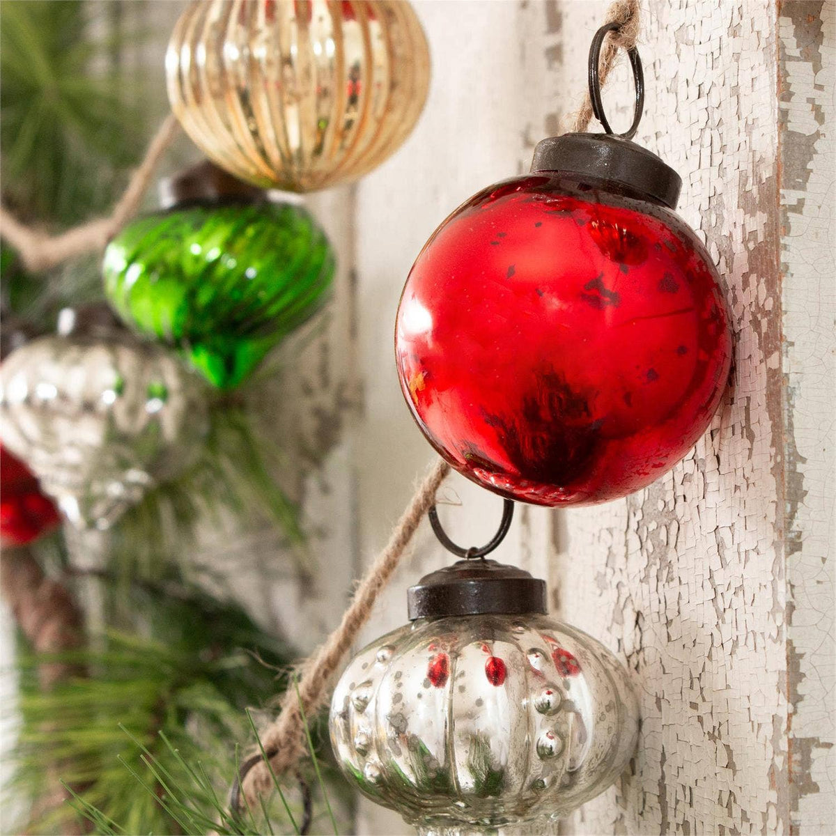 Garland - Colored Mercury Glass Ornaments (PC)