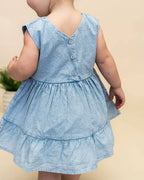River Soft Hand-Dyed Denim Baby Dress + Bloomer
