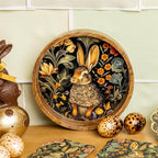 Floral Rabbit Round Enamel Tray