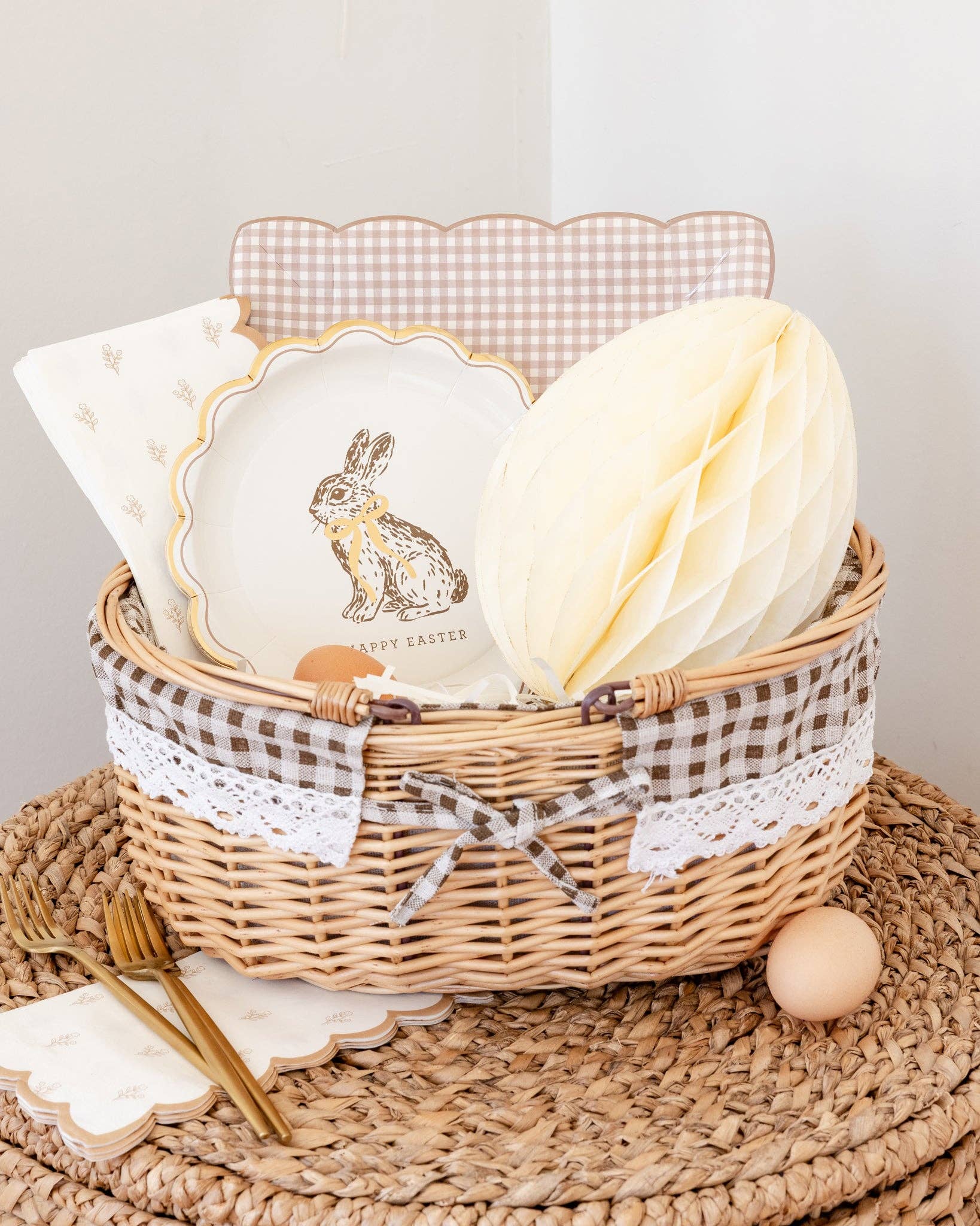 Light Brown Gingham Plate