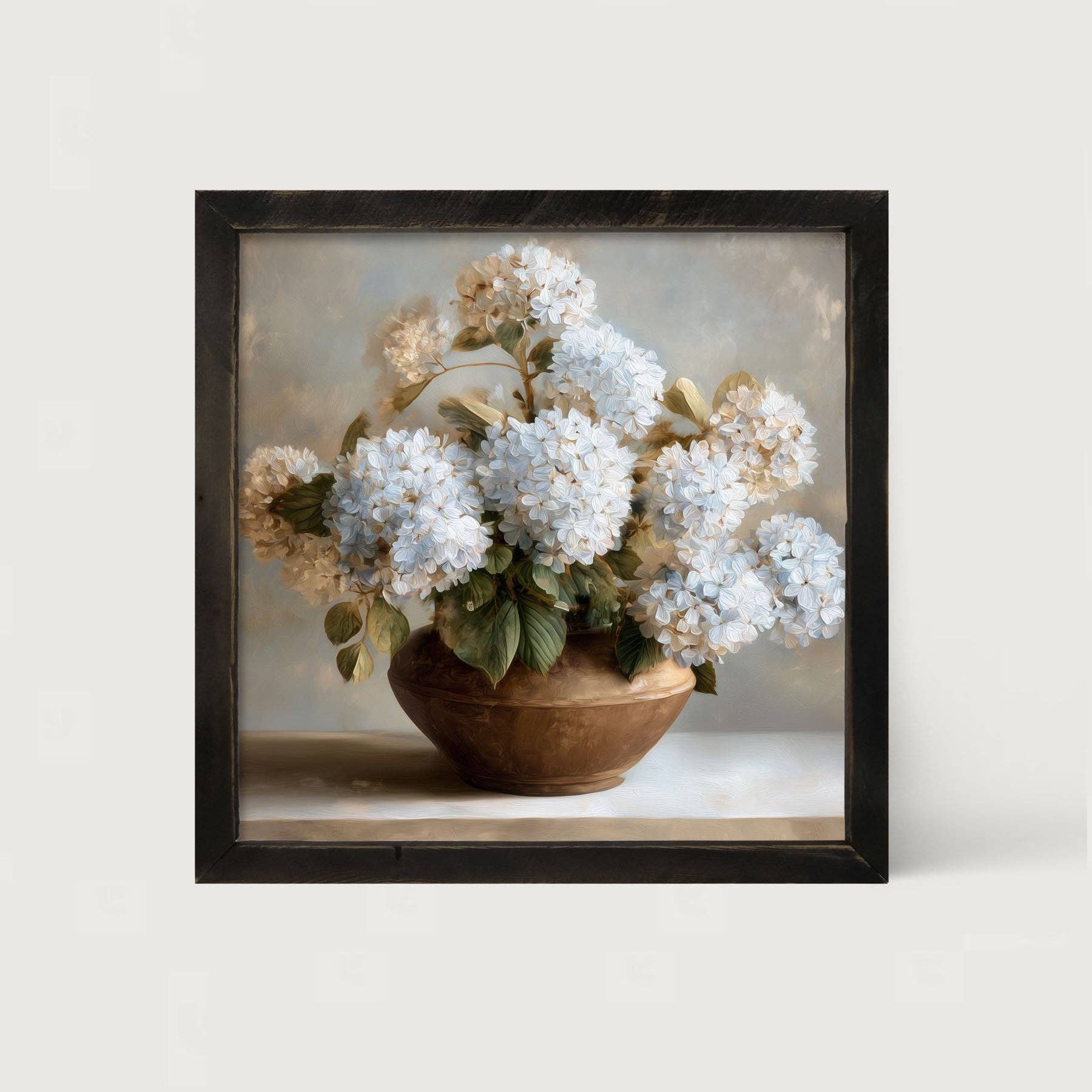 Copper Vase with Blue Hydrangeas