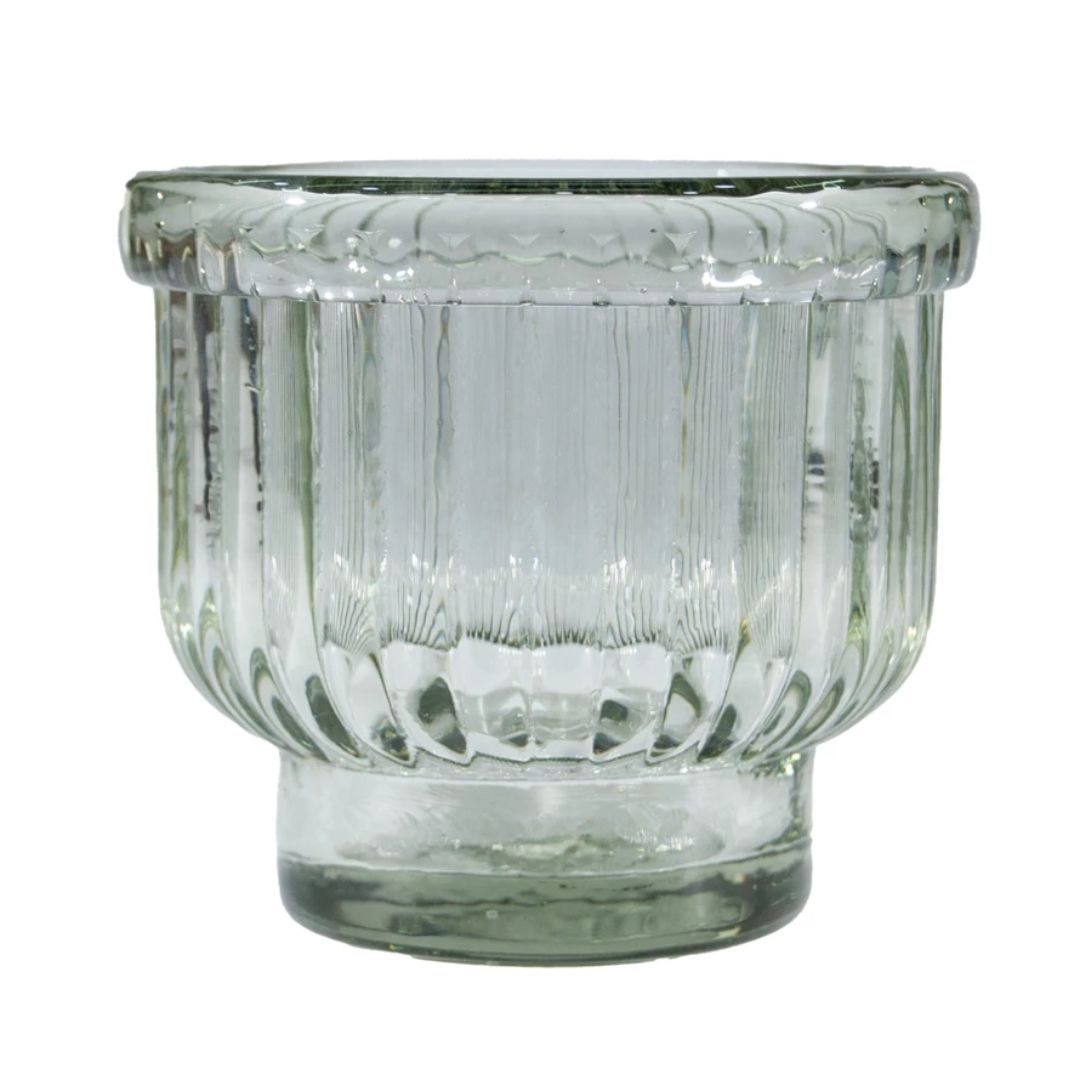 4" Hand Blown Glass Tealight & Candle Holder
