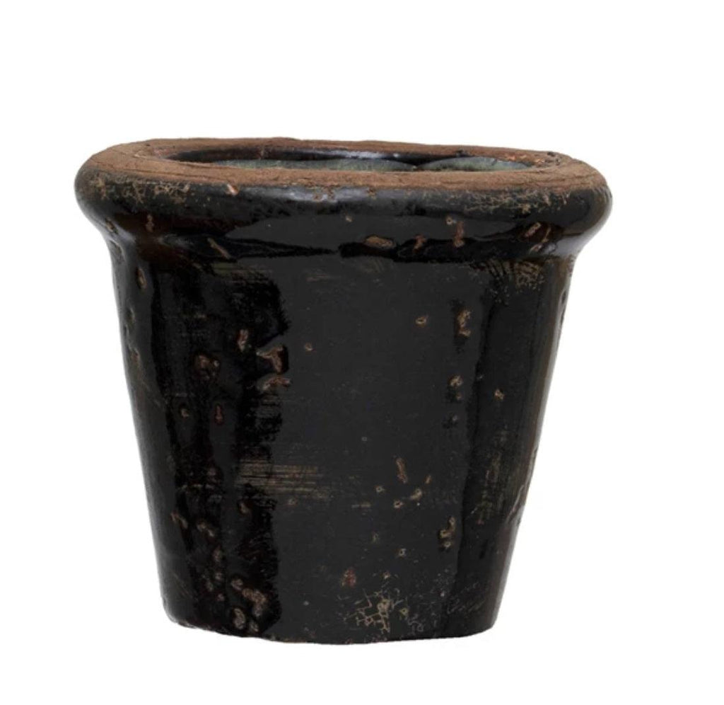 4" Black Terra Cotta Planter